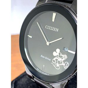 Citizen Men's Watch Eco-Drive AU1068-50W Disney Mickey Mouse Black Dial 40mm